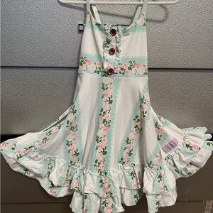 Floral Ruffle Dress with Buttons